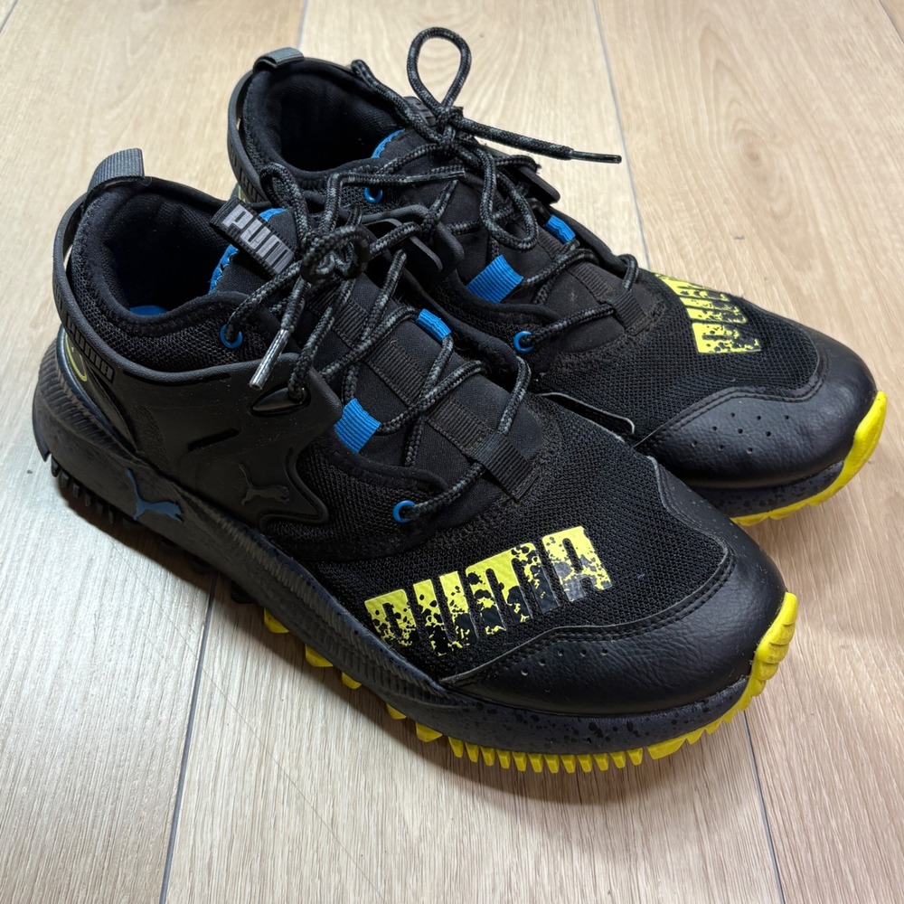 Puma Pacer Future Trail Mens Black Yellow Blue Sneakers 382884-02 Size 9.5